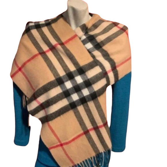 BURBERRY Wide Check Cashmere Scarf, Archive Beige - Unisex, NWT - Picture 2 of 5